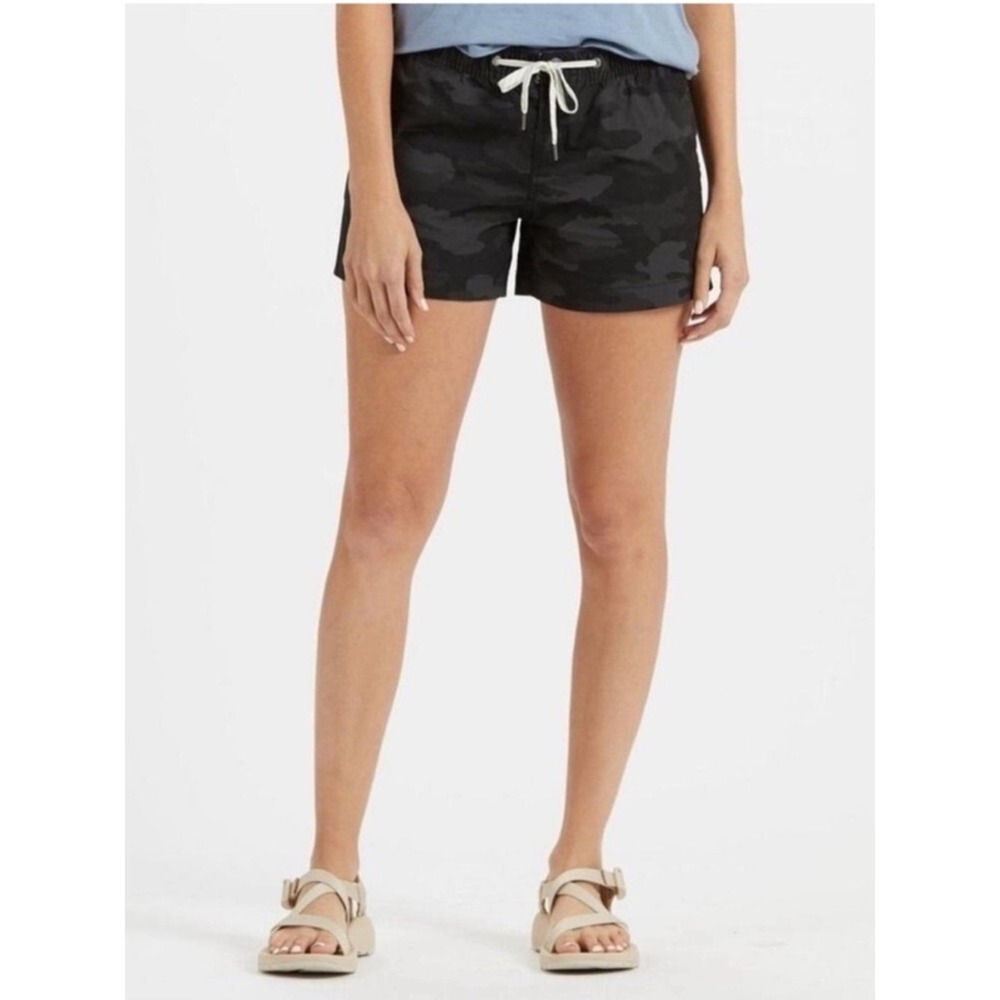 Vuori Womens Ripstop Shorts Black Grey Camo Drawstring Hiking Outdoor Medium